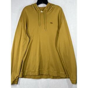 Lacoste Men's Large Long Sleeve Drawstring Hoodie Pullover Shirt Dark Gold Tan